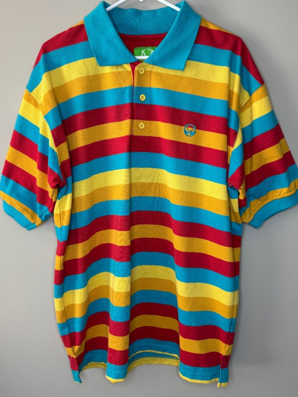 Vintage YMC Striped Polo Shirt Mens M Colorful Rainbow Y2K Streetwear Retro